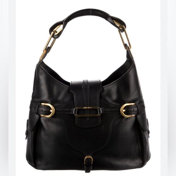 Jimmy Choo. Black leather with gold trim.  Excellent condition - Picture 16 of 16